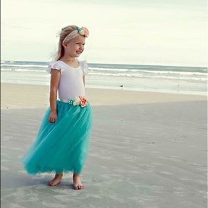 Girls Aqua Turquoise teal tulle skirt tutu lined